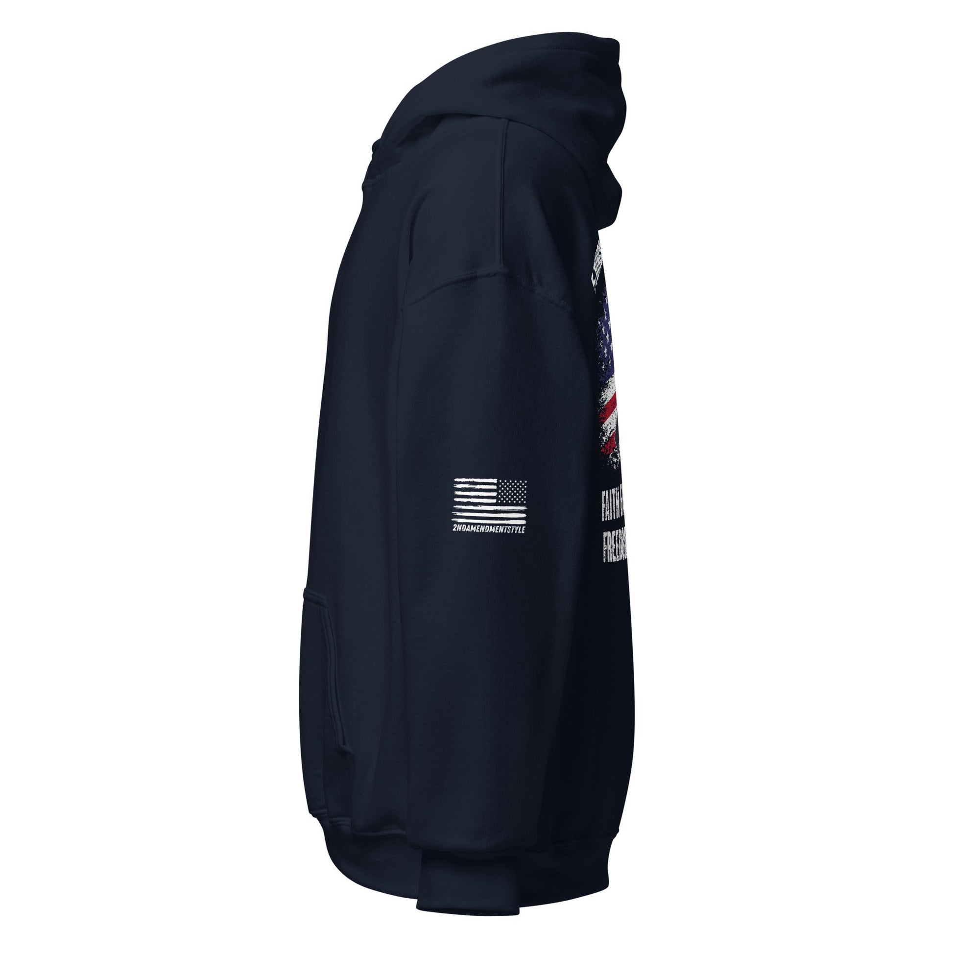 5 Fs - Faith, Family, Friends, Freedom, and Firearms - Horizontal Flag - Unisex Hoodie - 2nd Amendment Style