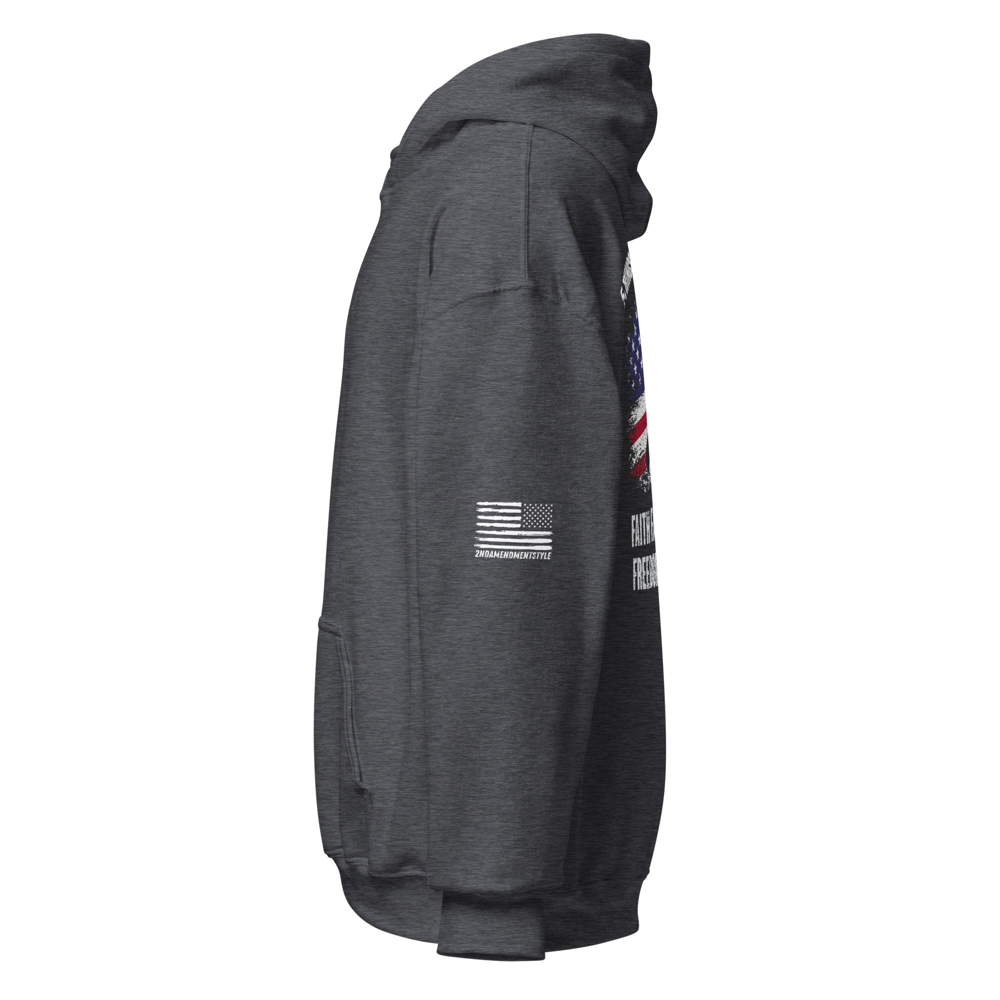 5 Fs - Faith, Family, Friends, Freedom, and Firearms - Horizontal Flag - Unisex Hoodie - 2nd Amendment Style