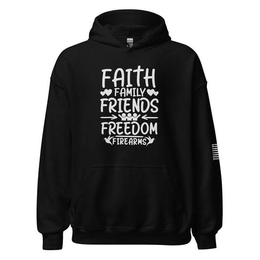 5 Fs - Faith, Family, Friends, Freedom, Firearms - Unisex Hoodie - 2nd Amendment Style