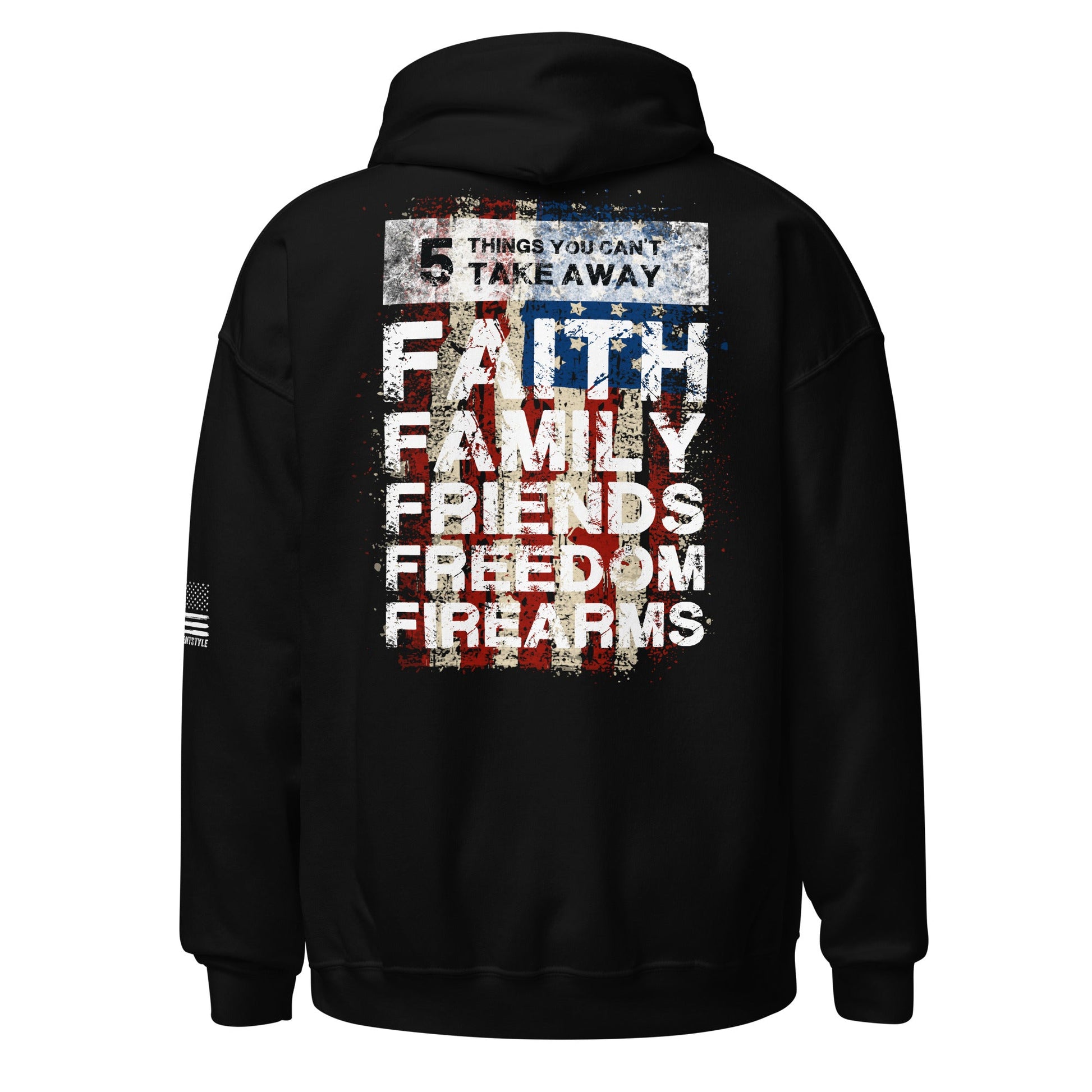 5 Fs - Faith, Family, Friends, Freedom, Firearms - Vertical Flag - Unisex Hoodie - 2nd Amendment Style