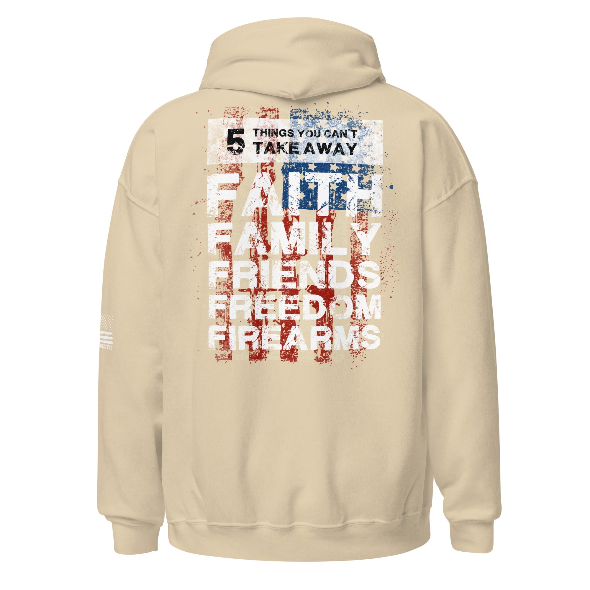 5 Fs - Faith, Family, Friends, Freedom, Firearms - Vertical Flag - Unisex Hoodie - 2nd Amendment Style