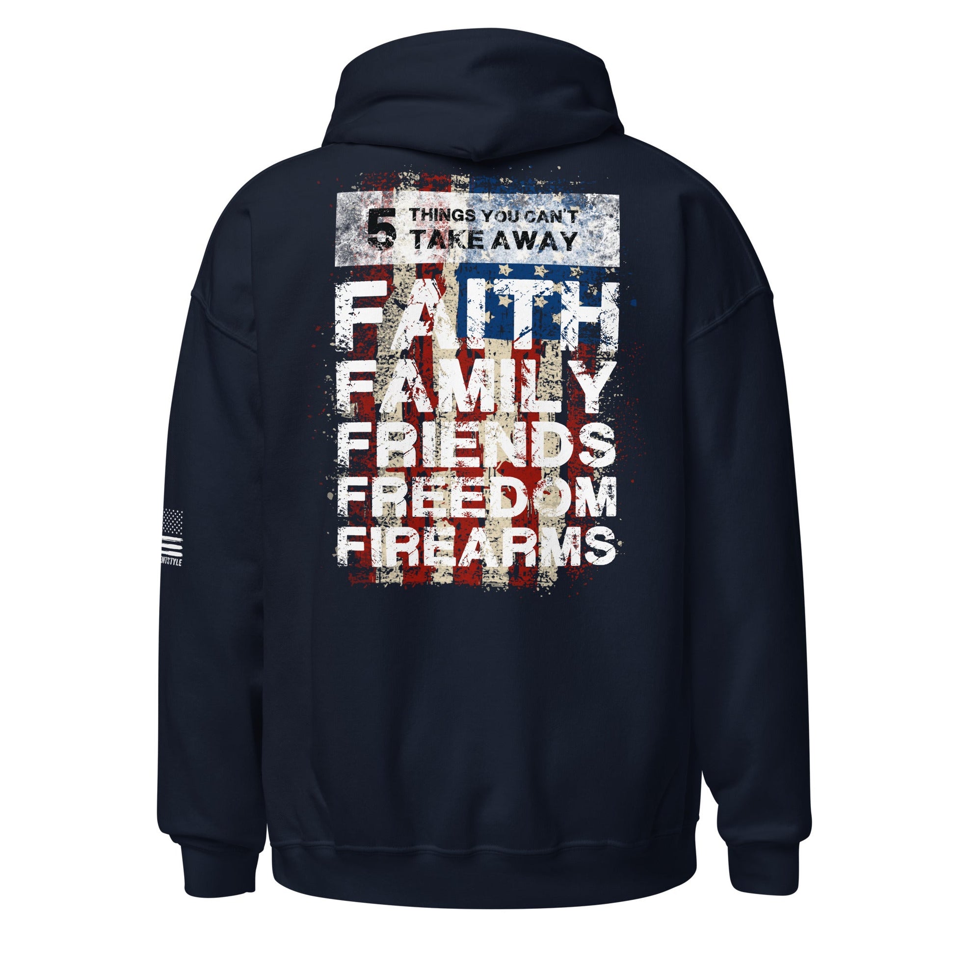 5 Fs - Faith, Family, Friends, Freedom, Firearms - Vertical Flag - Unisex Hoodie - 2nd Amendment Style