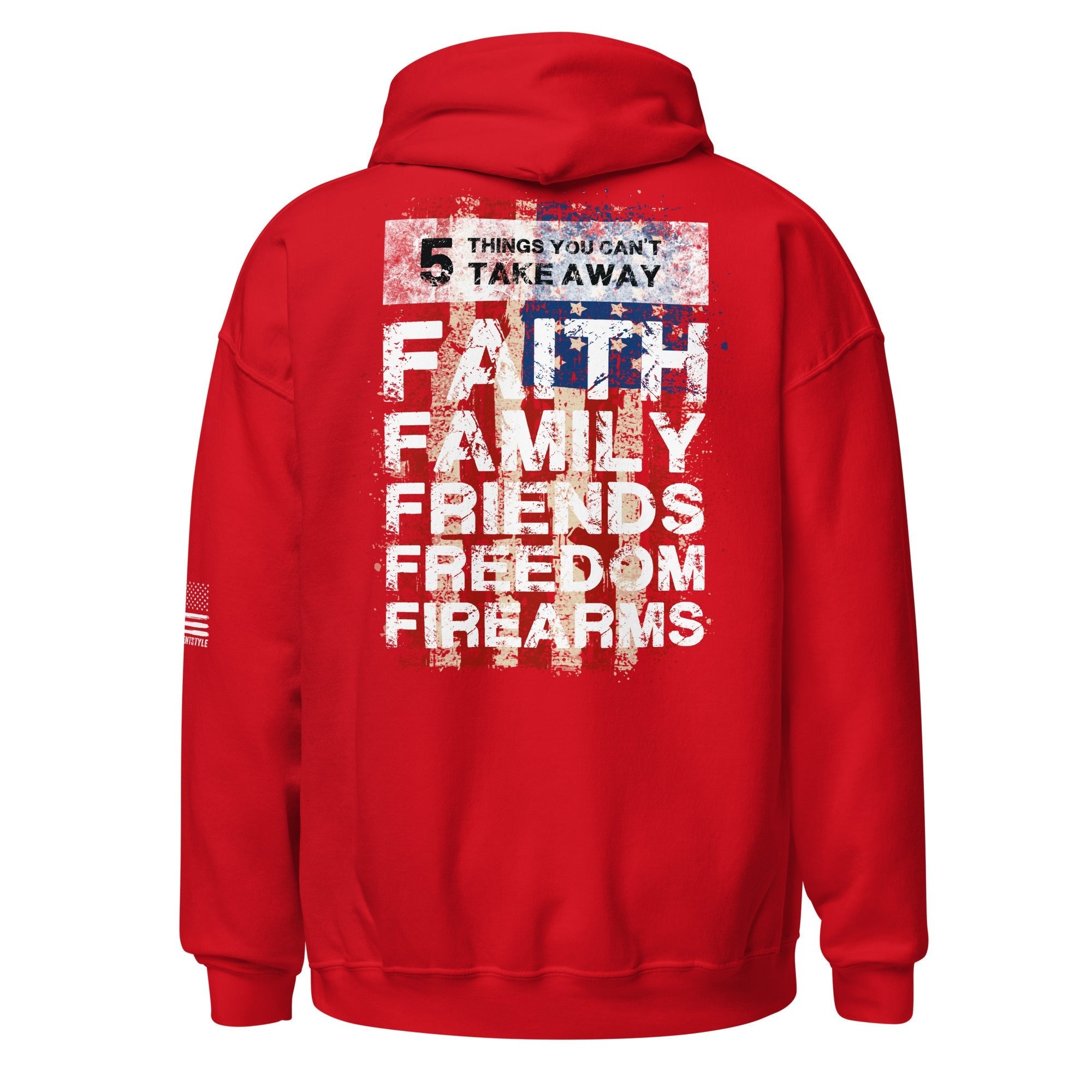 5 Fs - Faith, Family, Friends, Freedom, Firearms - Vertical Flag - Unisex Hoodie - 2nd Amendment Style