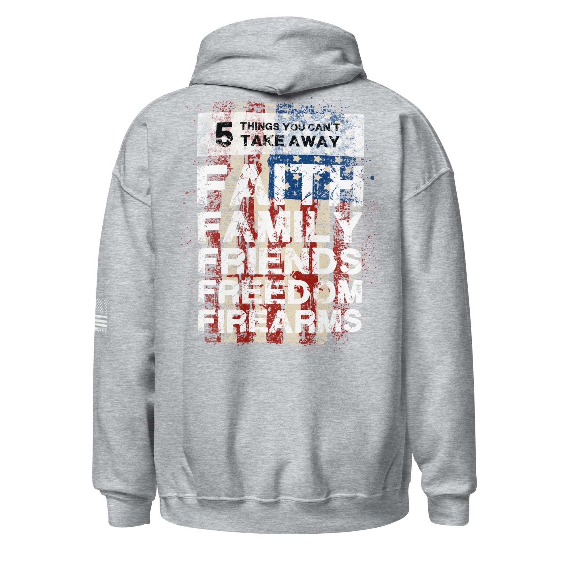 5 Fs - Faith, Family, Friends, Freedom, Firearms - Vertical Flag - Unisex Hoodie - 2nd Amendment Style