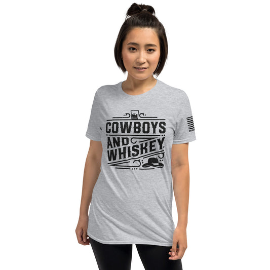 Cowboys and Whiskey - Short-Sleeve Unisex T-Shirt - 2nd Amendment Style