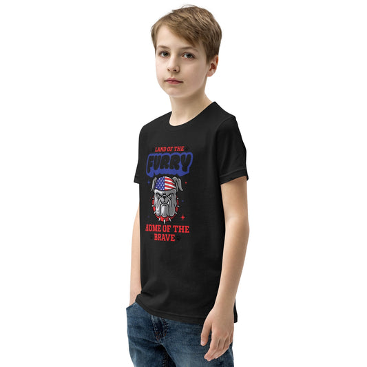 Land of the Furry, Home of the Brave - Youth Short Sleeve T-Shirt - 2nd Amendment Style