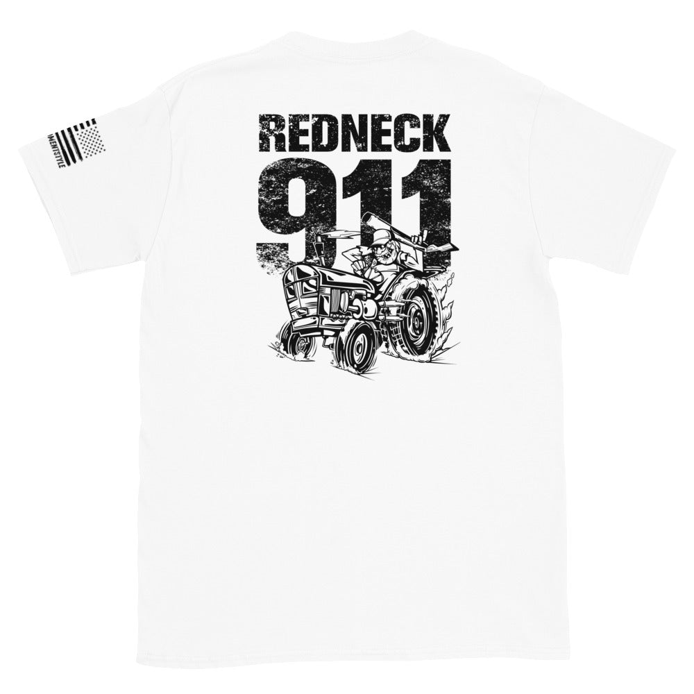 Redneck 911 - Back Placement - Short-Sleeve Unisex T-Shirt - 2nd Amendment Style